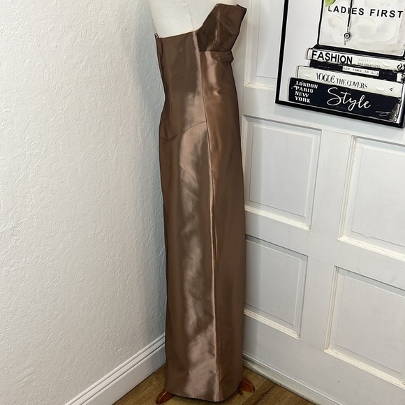 Vintage Richard Tyler Couture Pale Brown Strapless Dress Size 8 - Picture 2 of 13